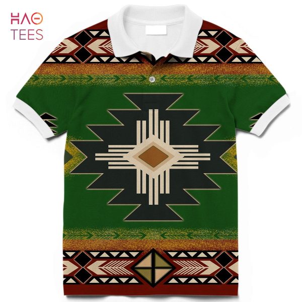 Southwest Green Symbol Native American Polo T-Shirt 3D